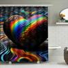 Rainbow Heart Abstract Art Shower Curtain For Bathroom Decoration