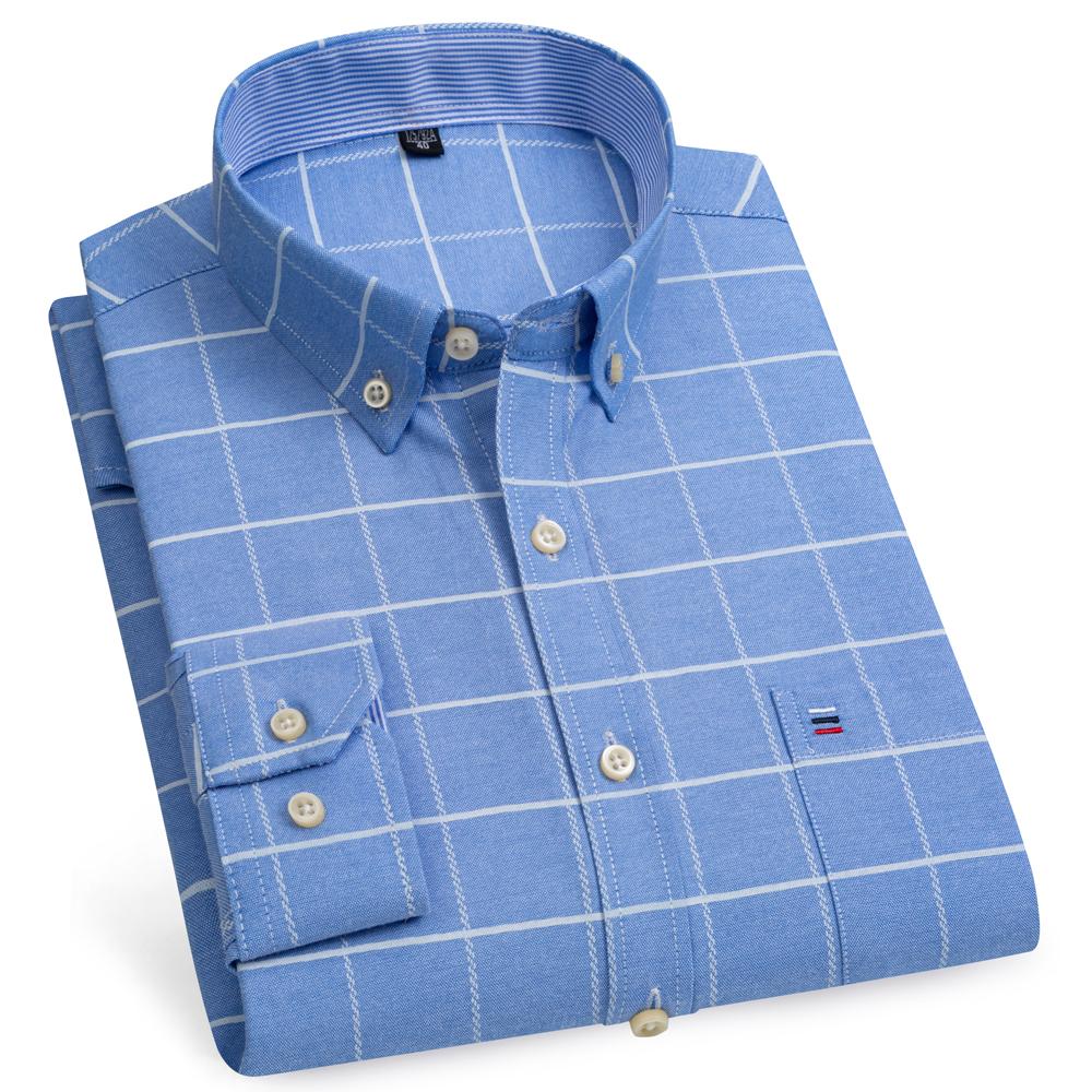Klasyczne koszule z długim rękawem w kratę - Regularny krój, Zapinane na guziki, Wygodna 100% bawełna, Idealne na co dzień, Zaprojektowane dla mężczyzn