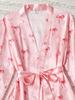 Satin-Pyjama-Set für Mädchen, 4-teilig, mit Schleifenmuster, Nachtwäsche, Bademantel, Cami-Top, Shorts, Hose, 8-12 Jahre, Kinder, Weiches Nachthemd-Set für Schlafzimmer, Geburtstagsgeschenk
