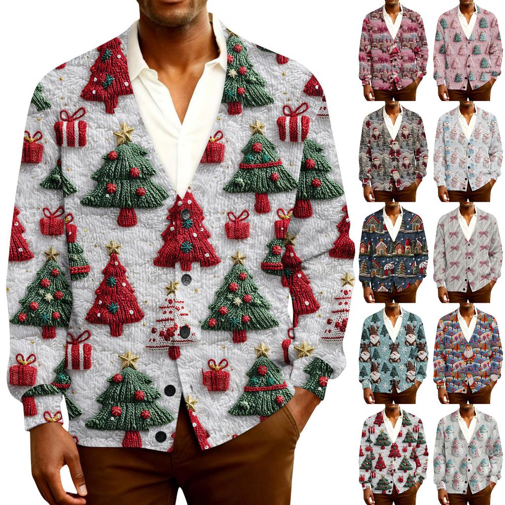 Ribbad långärmad kofta för män