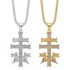 Hot Selling Hip Hop Jewelry Titanium Steel Gold Plated Diamond Angel Cross Pendant Necklace