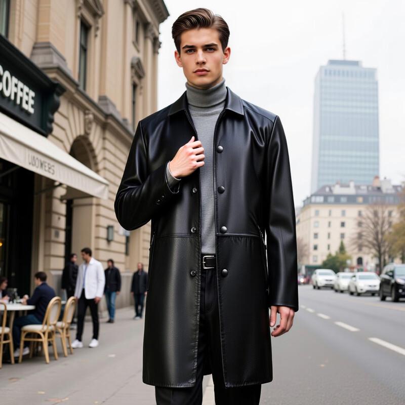 Fu Ting Men's Premium Lychee Grain Lambskin Leather Jacket