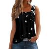 Women's Pleated Square Collar Sleeveless Vest Print T-shirt