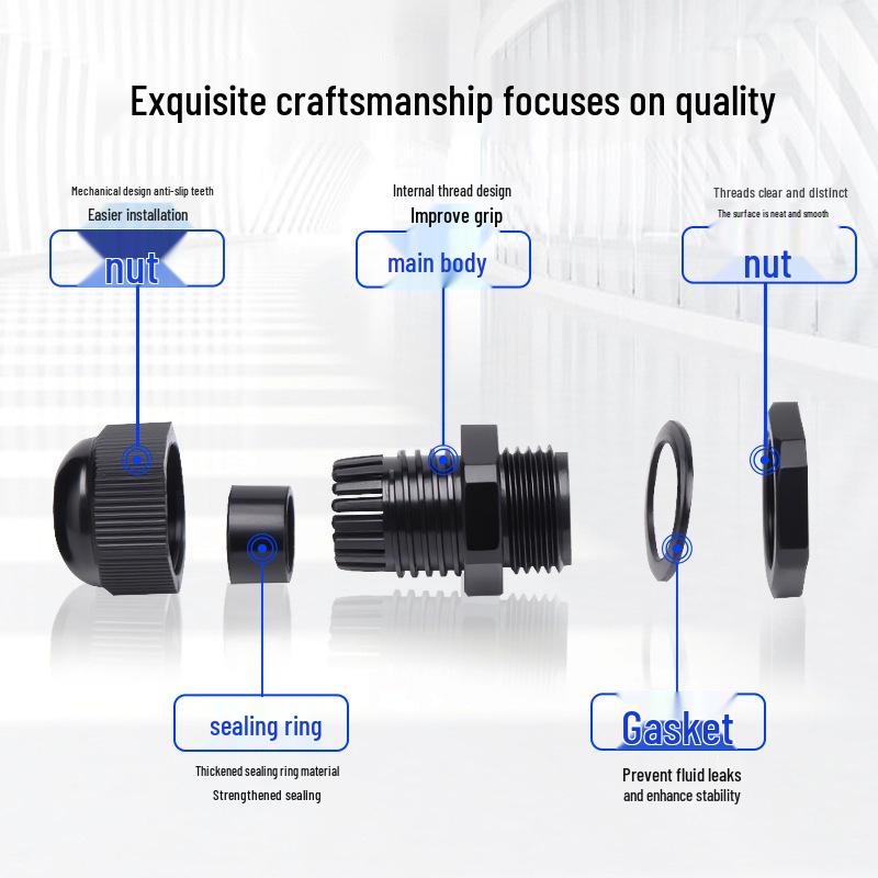 Umweltfreundliche PA-Nylon-Flammhemmende Wasserdichte Kabelverschraubung mit G-Typ NPT-Dichtung
