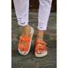 Women's Oversized Slippers New European and American Belt Buckle Willow Nail Flat Slippers Outerwear Open-toe Flip Sandals
