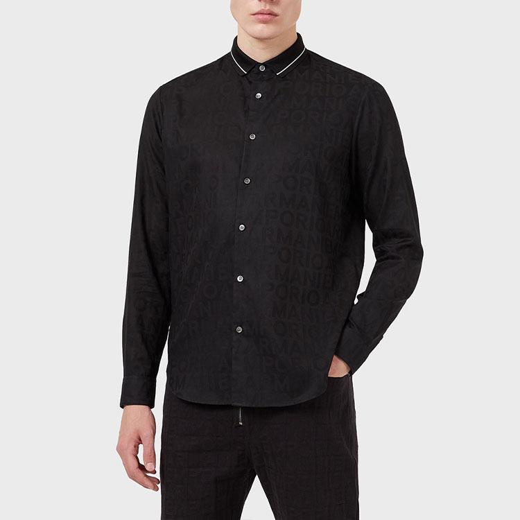 Emporio Armani Simple Solid Color Single-Breasted Long Sleeve Shirt Men shirts Navy-Blue 6K1CD2-1NI5Z-F048