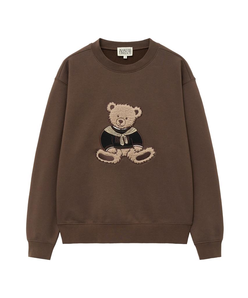 Malittepeulangsowajeobeo Boucle Doodle Bear Sweatshirt Dark Brown