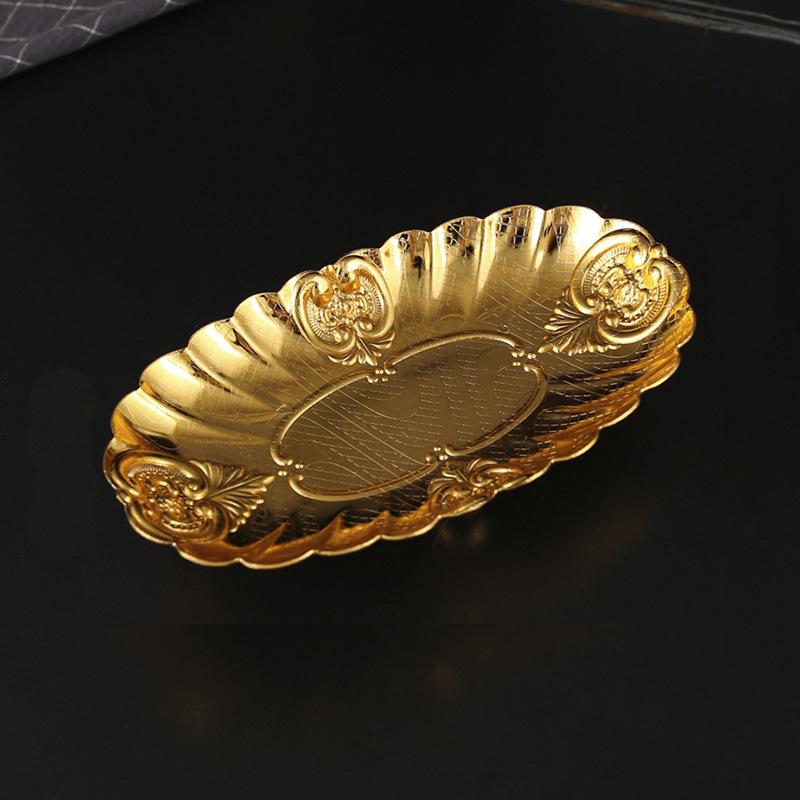 Metal Oval Egg Lace Fruit Plate Hotel Buffet Plate Food Display Plate Cold Meal Pastry Plate