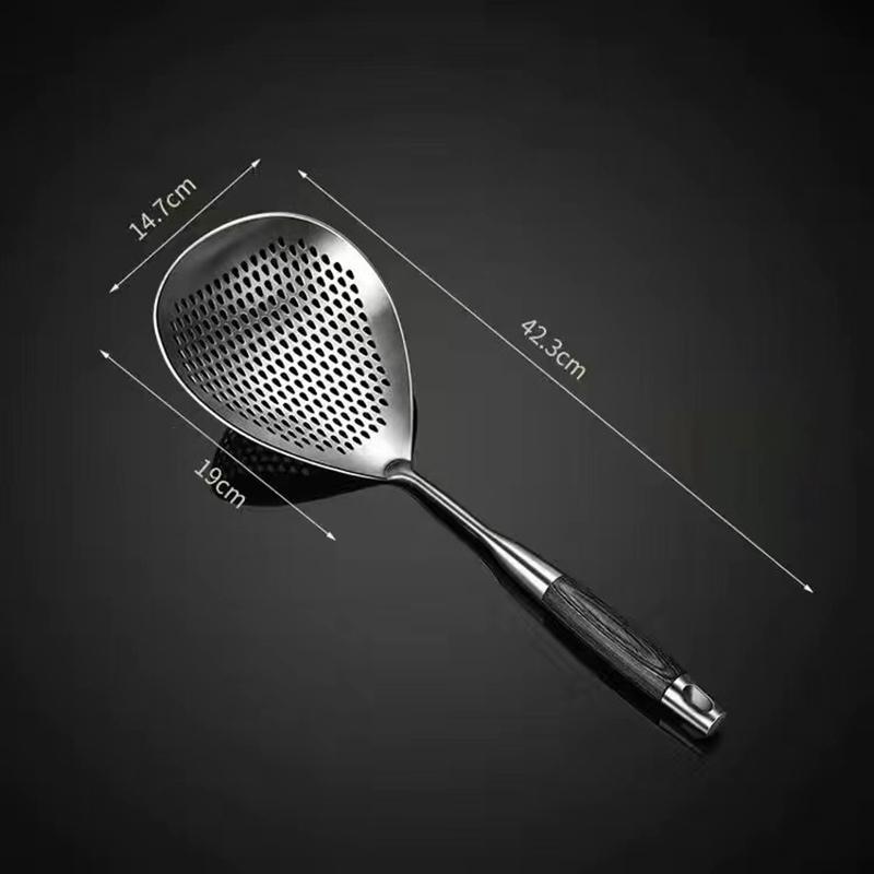 304 Stainless Steel Kitchenware Cooking Strainer with Wood Handle Pepper Seasoning Colander Sieve Utensils Filter Scoop Spoons