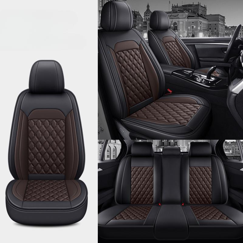 Leather Car Seat Covers, Universal Faux Leather Car Seat Covers 5 Seats, Automotive Seat Covers for Most Sedans SUVs Trucks, Front and Rear Seat Cover