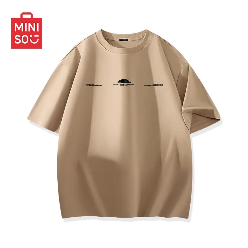 MINISO Men s Loose Fit Printed Cotton Crew Neck T-Shirt S