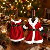 Home Holiday Decoration Christmas Wine Bottle Cover, Velvet Santa Suit Sleeve, Plush Party Table Decor Cover for Xmas, New Year, Dinner Supplies