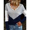 [Kuscheliger Pullover] Kuscheliger Farbblock Damen Casual V-Ausschnitt Pullover | Langarm-Pullover mit gerippten Bündchen, Herbst-/Winter-Oberteil für Freizeitkleidung