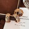 Italian Buchi Style Hollow Four-leaf Flower Color Zirconium Ring Jewelry Retro Ring