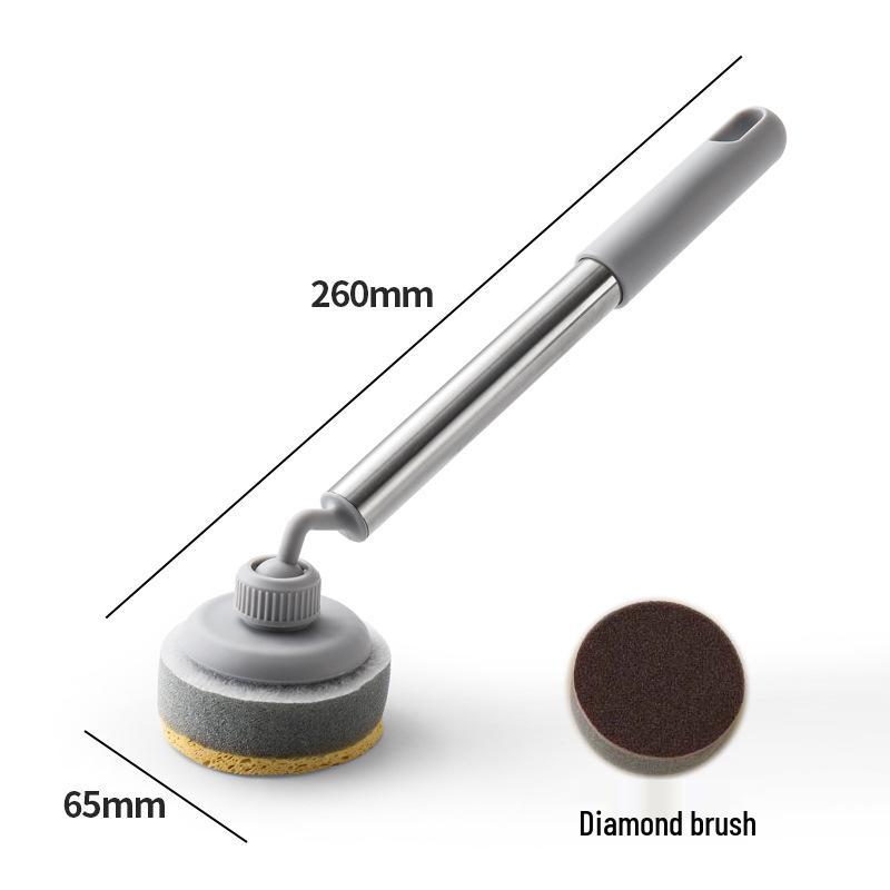 Non-stick Pan Cleaning Brush - Long Handle, Non-Damaging Scrubbing Sponge for Pots and Dishes