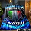 Custom Name Italy Football Shield Throws Blanket Flannel Blankets for Couch Bed Gifts for Men Women Picnic Blanket Christmas Fan Gifts