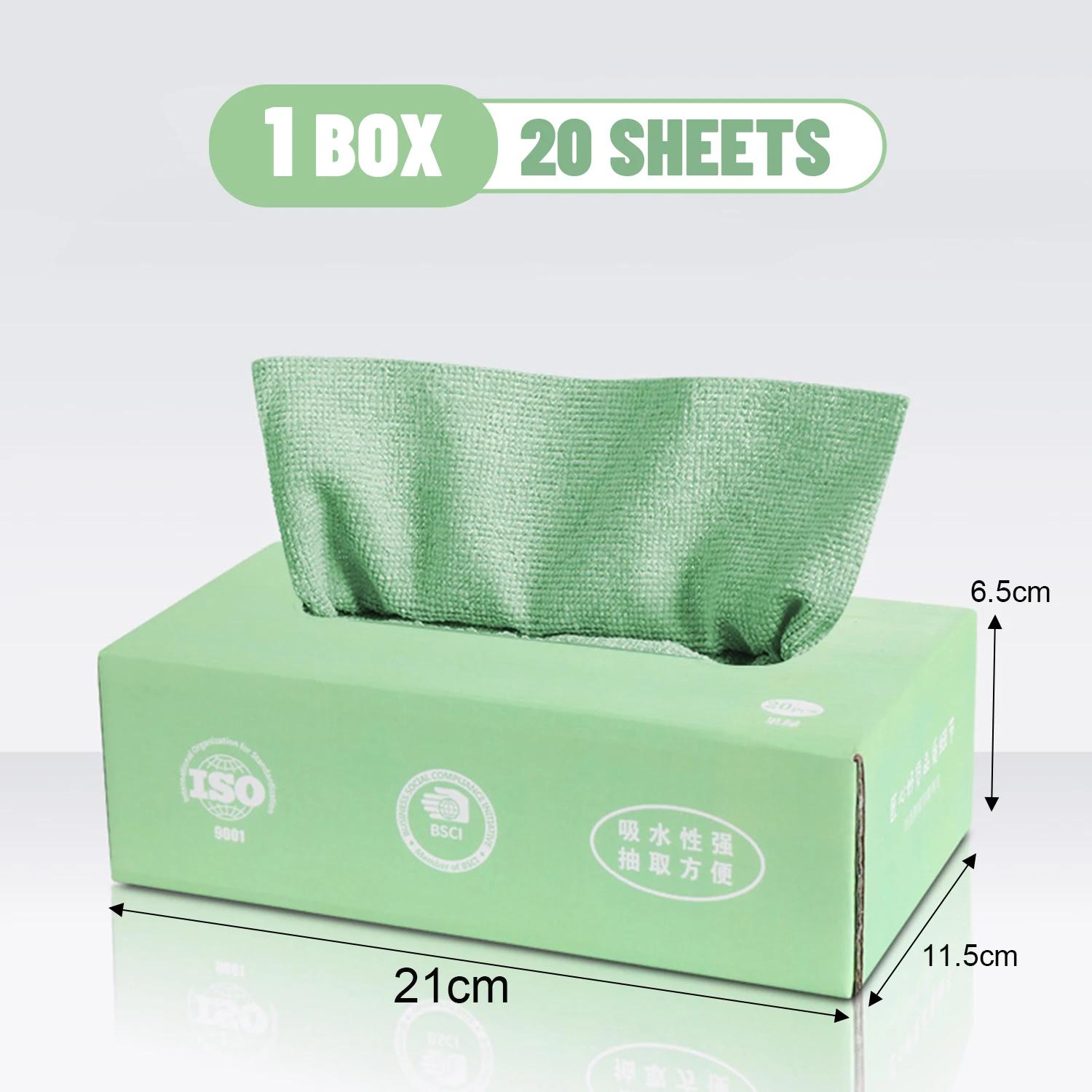 Essuie-tout jetables en microfibre à tirer pour la cuisine, lingettes de nettoyage super absorbantes en microfibre pour la vaisselle, multi-surfaces 20PCS(1box)