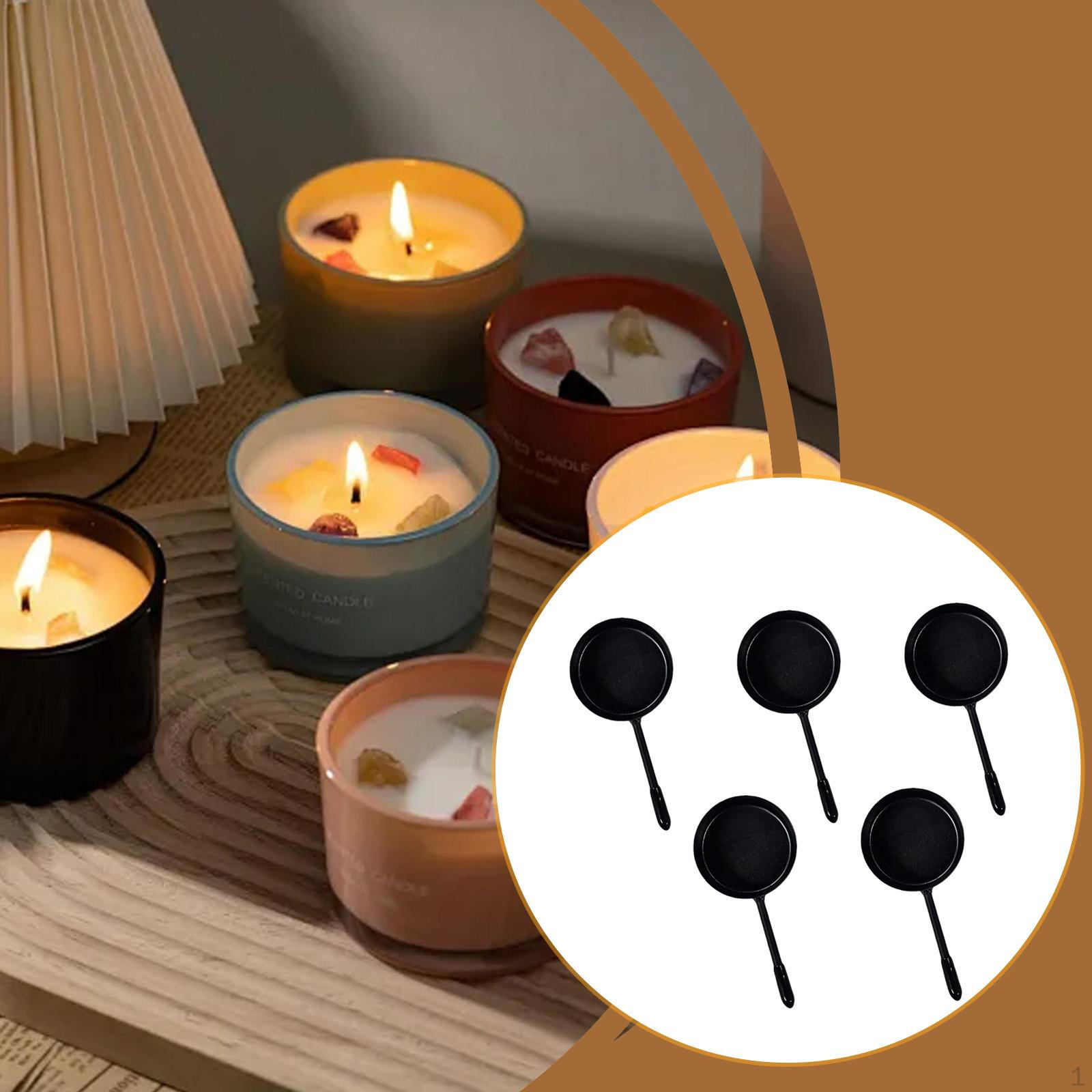 

5 Pieces Candle Spoon Essential Oil Burner Tray Holder Tealight for Studio чорний