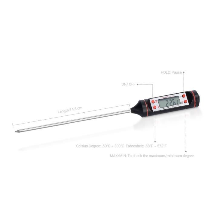 Kwmobile Thermomètre À Viande - Sonde De Cuisine Pour Cuisson Précise De Viande Pâtisserie Liquide - Thermo-sonde Avec Température S