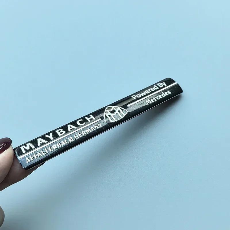 For Benz W206Square & Long Thin Aluminium Label Sticker Car Emblem for Mercedes Benz Maybach AMG Star Wheat B Badge Logo Black Silver