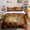 Vintage World Map Illustration Bedding Duvet Cover Set Duvet Cover Pillowcases  (1*Duvet Cover 2*Pillowcases, Without Duvet Insert)