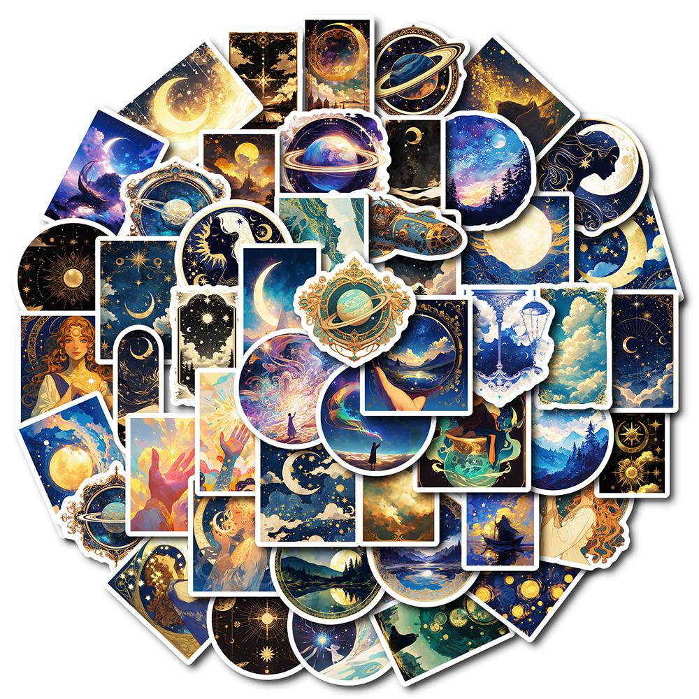10/30/50pcs Aesthetic Cool Universe Starry Sky Stickers Planet Cartoon Decals for Suitcase Scrapbook Laptop Graffiti Sticker Toy