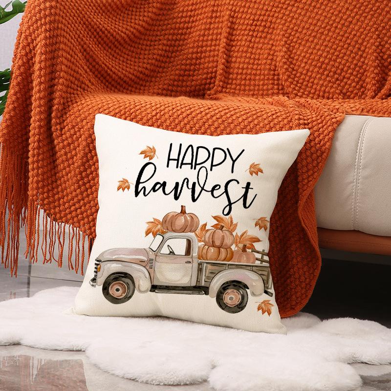 

Подушка с принтом тыквы на День благодарения, Набор для осеннего урожая, Подушка для дома, дивана 45 * 45Cm (single pillowcase)