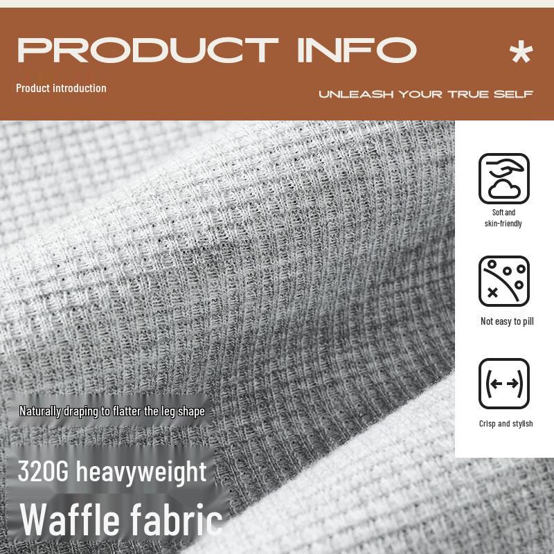 GLM Men's Autumn Waffle Knit Loose Fit Tapered Casual Pants