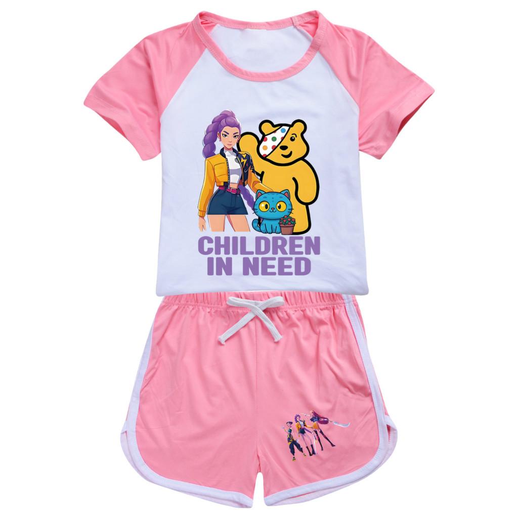 5120 Kids Girls POP Rumi Zoey Mira Print T-shirt Shorts Sport Tracksuit Clothes Set