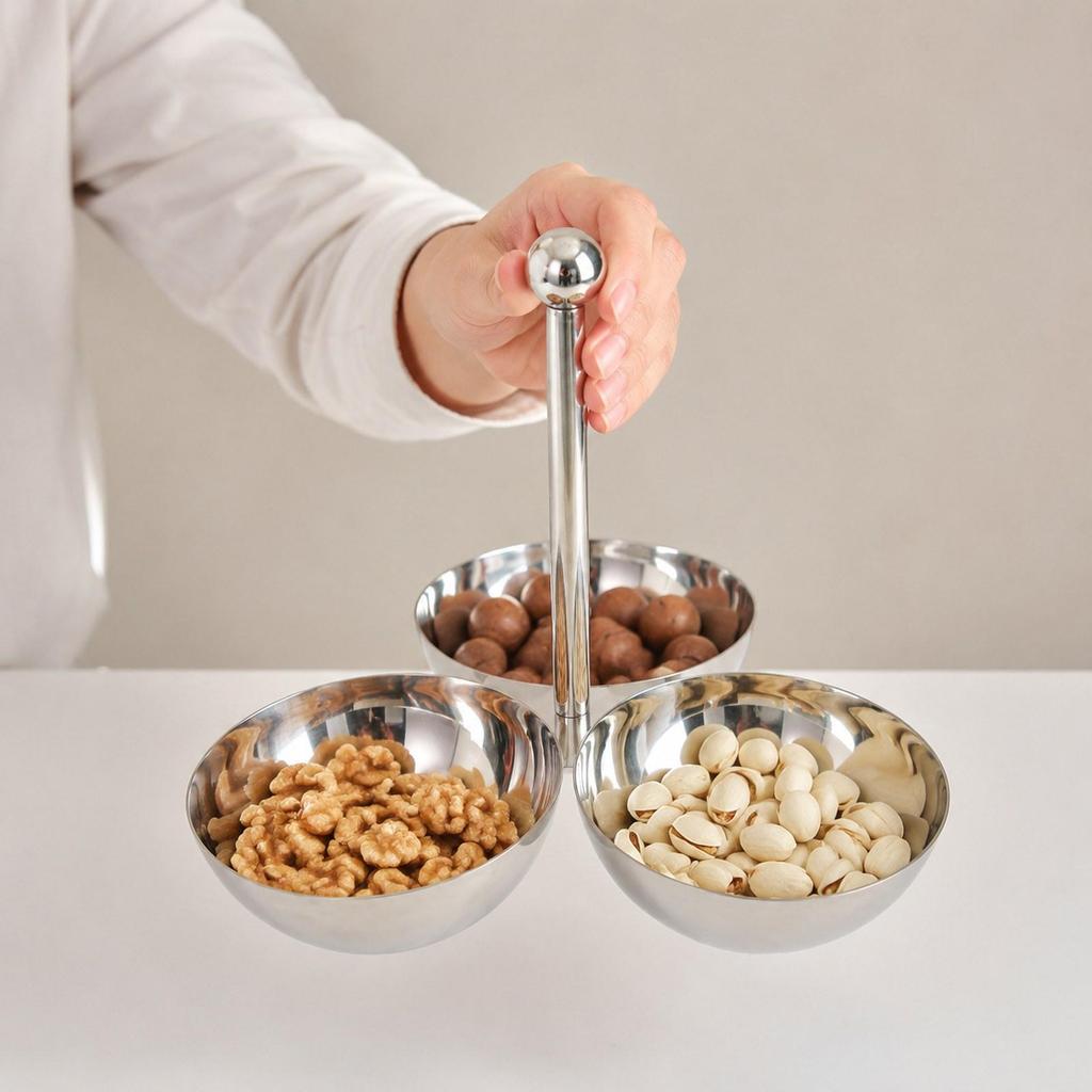 Metal Condiment Bowl Mini Serving Tray Double Walled Stainless Steel Bowl for Nuts Candy Fruit for Buffet