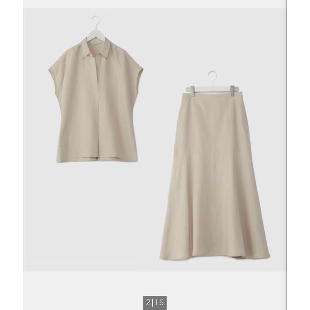 PLST Plaste Beige Skirt Setup Linen Blend L