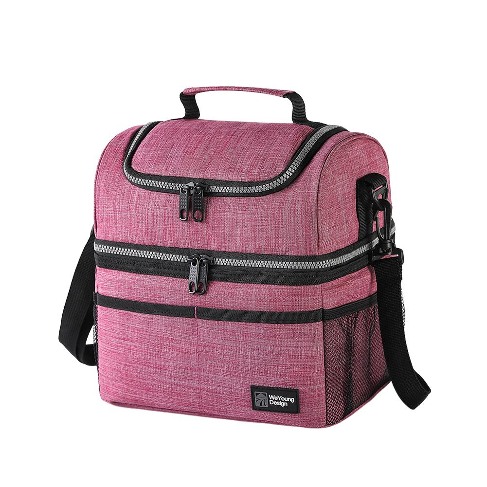 Outdoor Picnic Bag Dinner Bag Portable Thermal Lunch Bag for Work Camping Hiking Beach Picnic розовый