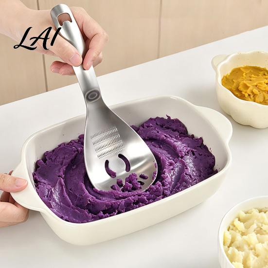 Garlic Ginger Grinder Spoon 5-in-1 Stainless Steel Grater Spoon Multi-Function Kitchen Tool with Egg Separator Easy Clean Kitchenware Strainer