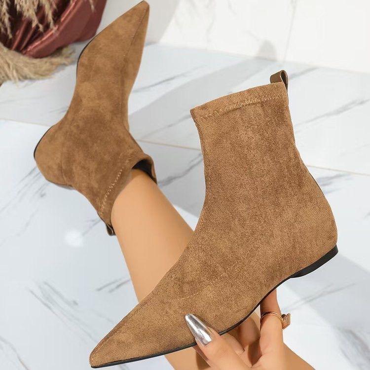 Skinny Short Boots Elastic Boots Skinny Pointed Thin Boots Style Casual Height Increase Year-round Versatile Daily