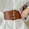 Slimming Body Female PU Leather Cummerbund Elastic Waist Strap Wide Waistband Skirt Decorations