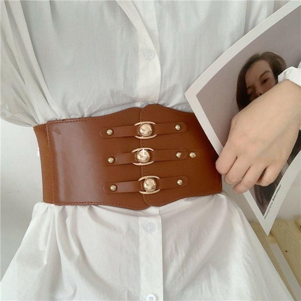 Slimming Body Female PU Leather Cummerbund Elastic Waist Strap Wide Waistband Skirt Decorations