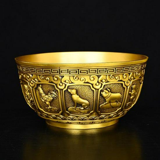 

Zodiac Brass Wealth Basin: Copper Desktop Decoration & Creative Gift for Home/Office