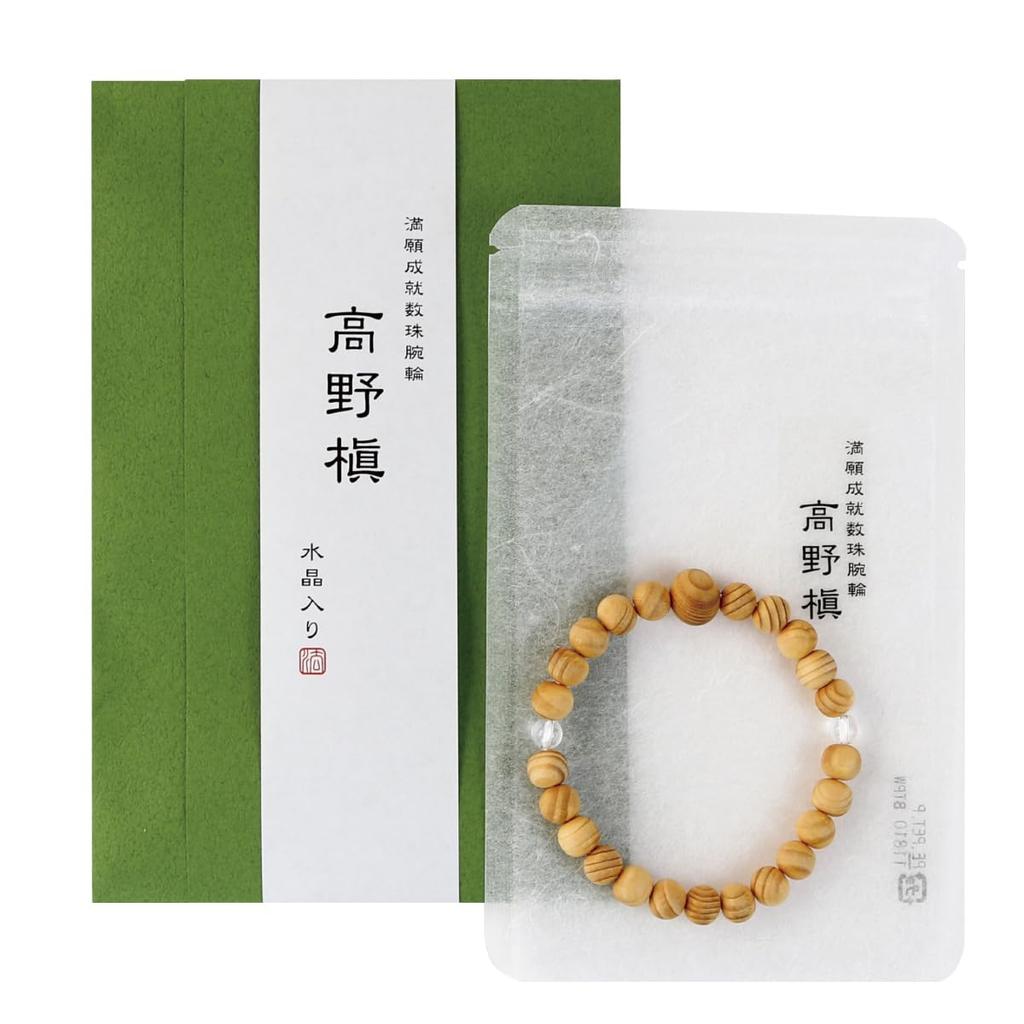 [Hotokudo] Man'ganjojujutsu Jyuzu Armband, Koya Maki Holz mit Kristall (17 cm)