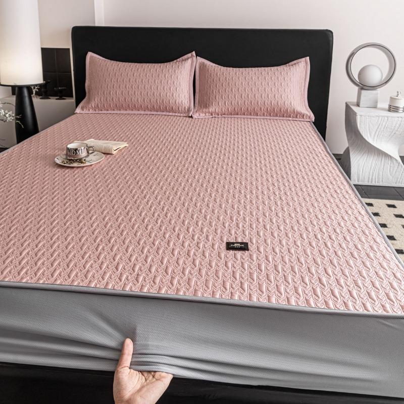 High Gram Sandwich Composite Ethylene Jacquard Ice Bean Fitted Sheet Ice Ribbed Twill Fitted Sheet Three-piece Set