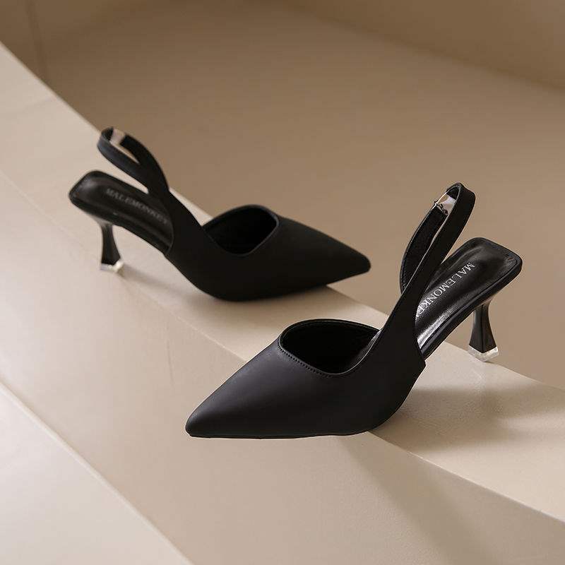 Beige pointed sandals women's summer 2025 new retro elegant temperament high heels with skirt fairy style single shoes