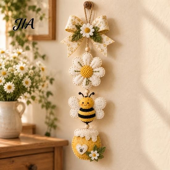 Festive Ornament Craft DIY Patchwork Hanging Decor Kit, Fabric Art Santa Stress Relief Handicraft Bird Flower Sewing Kit for Adults, Handmade Holiday