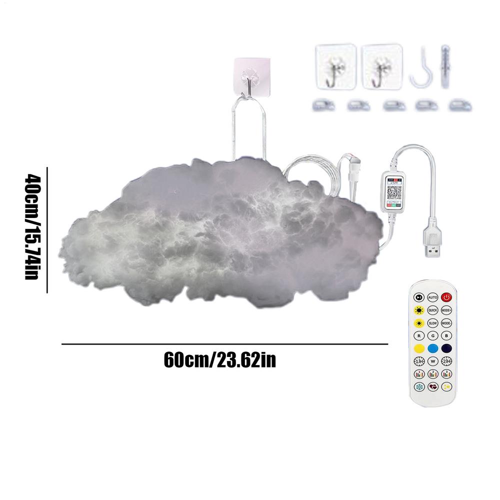 

Ceiling Clouds With Lights DIY Atmosphere Lamp With Music Rhythm Color Changing Remote Control LED Cloud Lights For Living Room білий