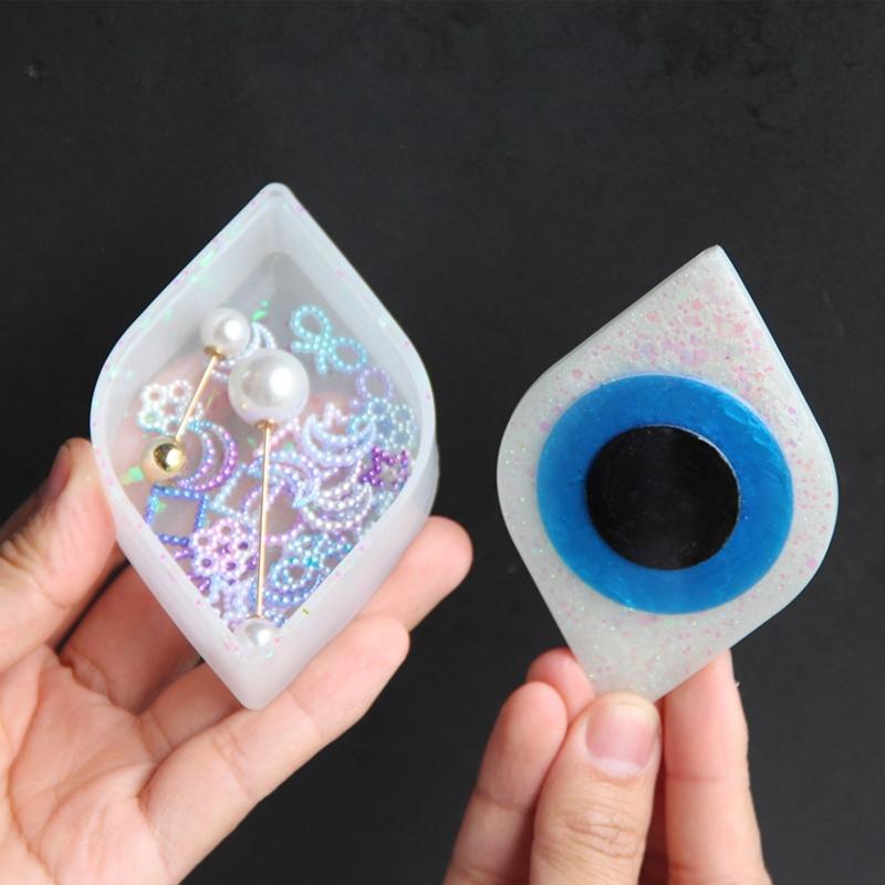 Box Resin Molds Silicone Jewelry Holder Molds Set for Triangle Shape Mold Blue Eye Trinket Holder for Case Epoxy Mold Wi