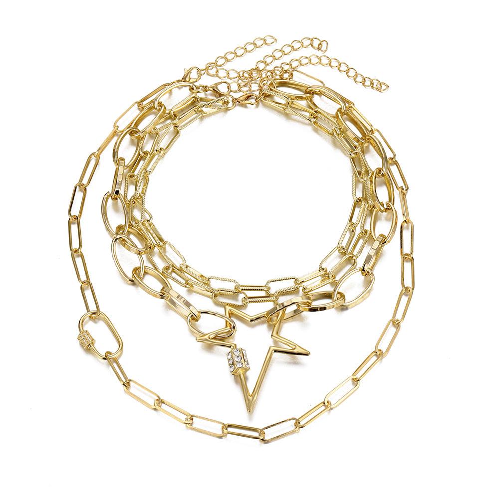 

Layered Star Fashionable Necklace Distinctive Geometric Design For Womens Casual And Formal Wear