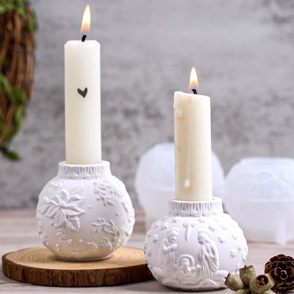 3D Relief Laterne Runde Kugel Kerzenhalter Form DIY Osterornamente Gips Harz Kerzenständer Silikonformen Heimwerkkunst Dekor