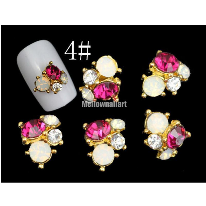 10 st 3D metalliska strass Crystal Nail Art Tips Dubbar Glänsande telefondekor DIY