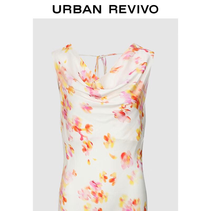 UR 2025 Women's Floral Print Drape Neck Sleeveless Dress