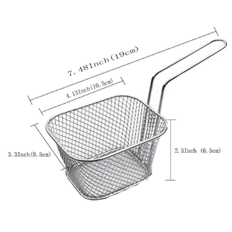 1Pc Stainless Steel Frying Basket Multifunctional Mini French Fries Frying Basket Creative Square Oil Separated Frying Basket