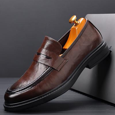 Fashionbusiness Dress Loafers Man Genuine Leather Casual Business Dress Shoes Retro Slip On Flats Men's Leisure Moccasins Party Loafers