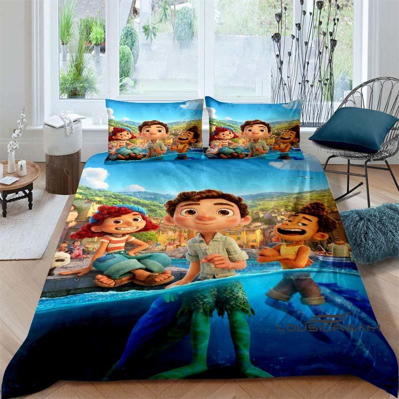 3D Printed Cute Disney Luca Duvet Cover and Pillowcase Set - Home Decor, Creative Plus Size Bedding Set